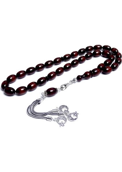 Gümüş Kamçılı Sürmeli Model Sıkma Kehribar Tesbih fiyatları