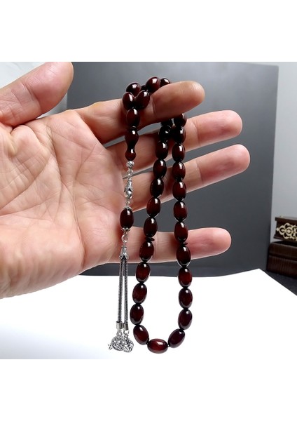 Gümüş Kamçılı Sürmeli Model Sıkma Kehribar Tesbih indirimleri