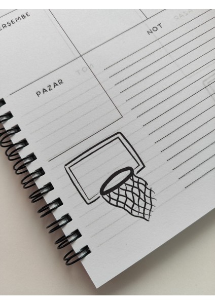 Basketbol Temalı Spiralli 15 x 21 cm Haftalık Planlayıcı Defter fırsatları