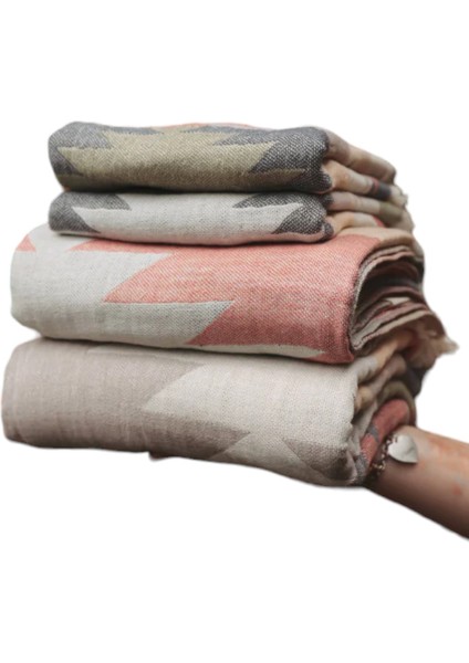 Baby %100 Pamuklu 4 Katlı Müslin 90X170CM Peştemal, Plaj Havlusu, Banyo Havlusu Etnik Desen modelleri