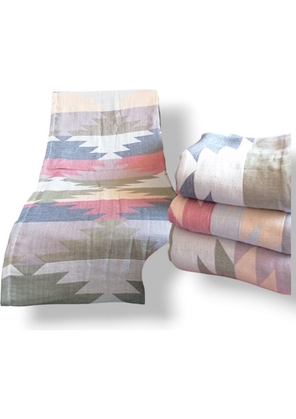 Baby %100 Pamuklu 4 Katlı Müslin 90X170CM Peştemal, Plaj Havlusu, Banyo Havlusu Etnik Desen indirimleri