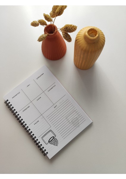 Basketbol Temalı Spiralli 15 x 21 cm Haftalık Planlayıcı Defter modelleri