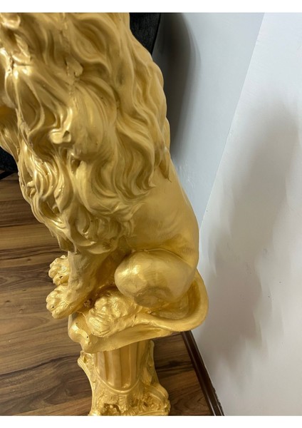 Dekoratif Büyük Boy 2 Parça Gold Takım Gold Sütun ve Gold Aslan indirimleri
