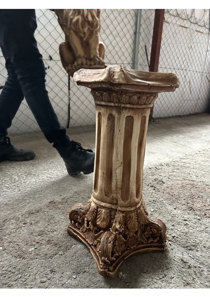 Dekoratif 53CM Kahverengi Eskitme Roma Sütunu Heykeli Biblo Bahçe Dekorasyonu fırsatları