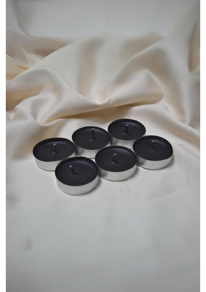 Küçük Standart Tealight Mum 8'li Kokusuz Siyah Renkli-%100 Doğal Soya Wax