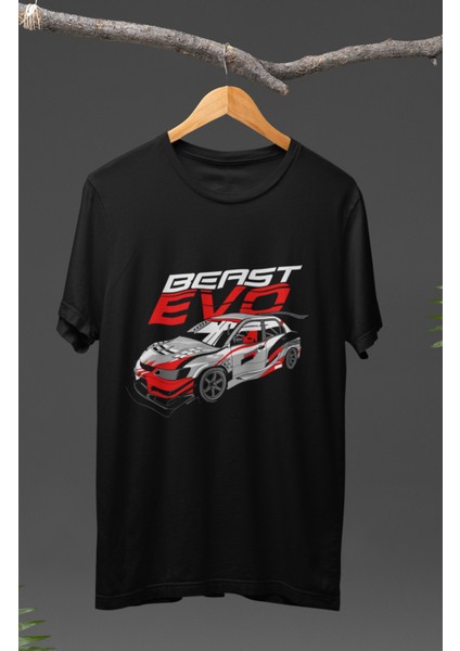 Mitsubishi Beast Evo Baskılı T-Shirt, Araba Yarış Temalı Baskılı Tişört