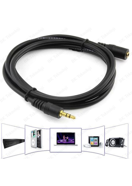 BK Teknoloji 3.5 mm Gold Stereo Aux Ses Uzatma Kablosu Erkek-Dişi 10 Metre