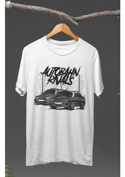 Gri Bmw E30 Baskılı T-Shirt, Araba Yarış Temalı Baskılı Tişört