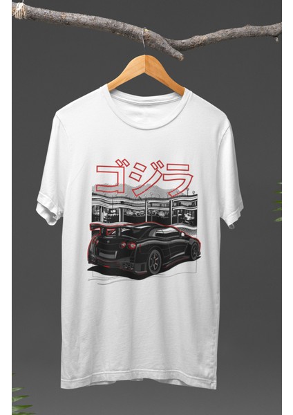 Japan Godzilla Skyline Baskılı T-Shirt, Araba Yarış Temalı Baskılı Tişört