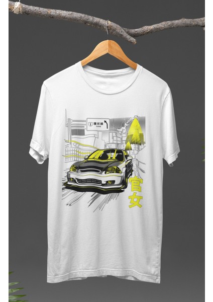 Honda Civic Car Baskılı T-Shirt, Araba Yarış Temalı Baskılı Tişört
