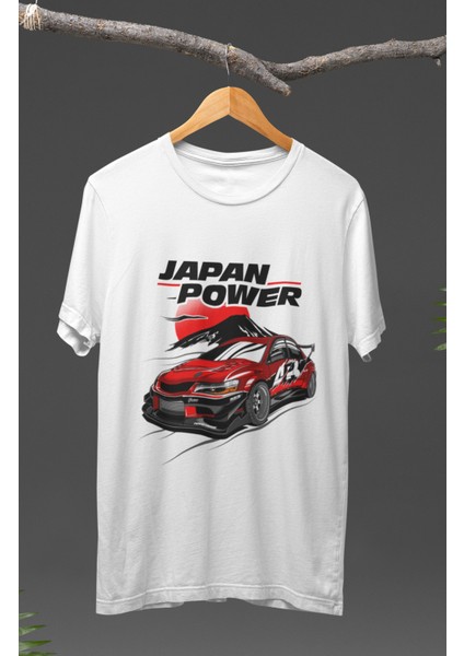 Japan Power Mitsubishi Evo Baskılı T-Shirt, Araba Yarış Temalı Baskılı Tişört