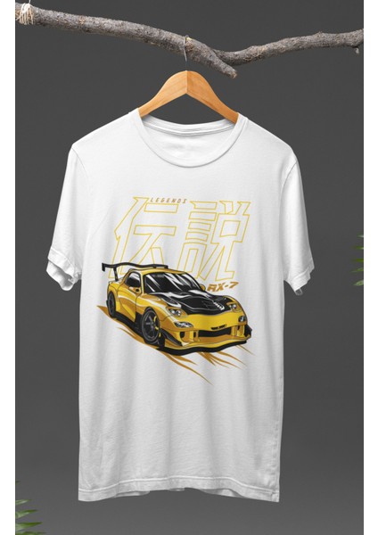 Mazda Rx-7 Baskılı T-Shirt, Araba Yarış Temalı Baskılı Tişört