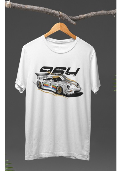 Porsche 964 Baskılı T-Shirt, Araba Yarış Temalı Baskılı Tişört
