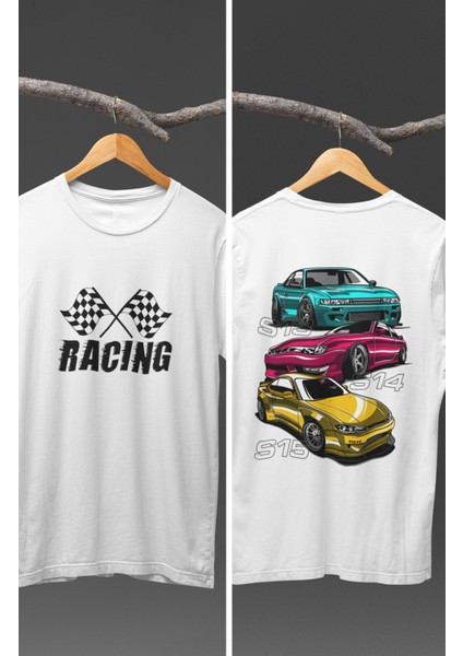 Nissan S13 S14 S15 Sırt Baskılı T-Shirt, Racing Araba Yarış Temalı Baskılı Tişört