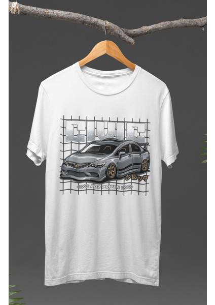 Honda Civic Fd2 Power Baskılı T-Shirt, Araba Yarış Temalı Tişört