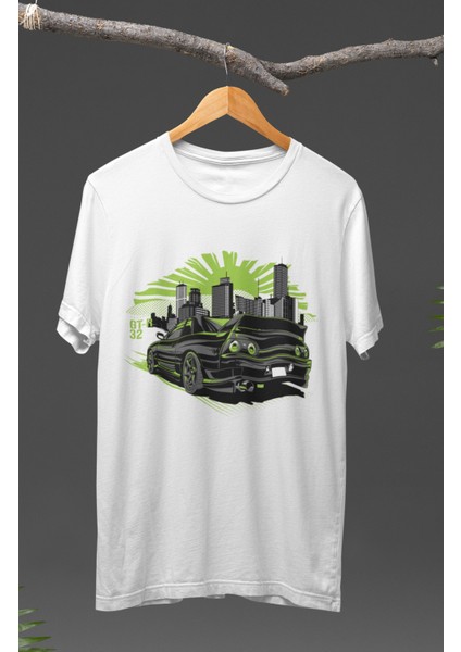Grey Car Skyline Gt-R 32 Baskılı T-Shirt, Araba Yarış Temalı Baskılı Tişört