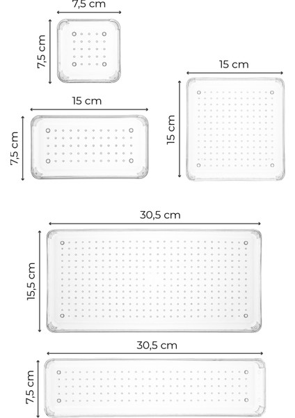 8li Şeffaf Çekmece Içi Düzenleyici Organizer 2x( B.k. Dkdrtgn K.kare) 1x(D.dkdrtgn B.kare)