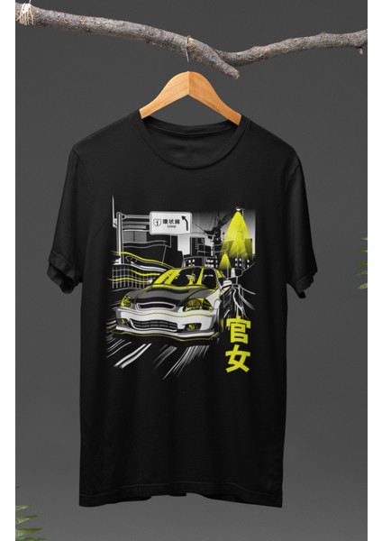 Honda Civic Car Baskılı T-Shirt, Araba Yarış Temalı Baskılı Tişört