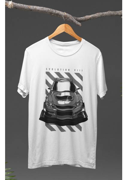 Mitsubishi Lancer Evolution Vııı Baskılı T-Shirt, Araba Yarış Temalı Baskılı Tişört