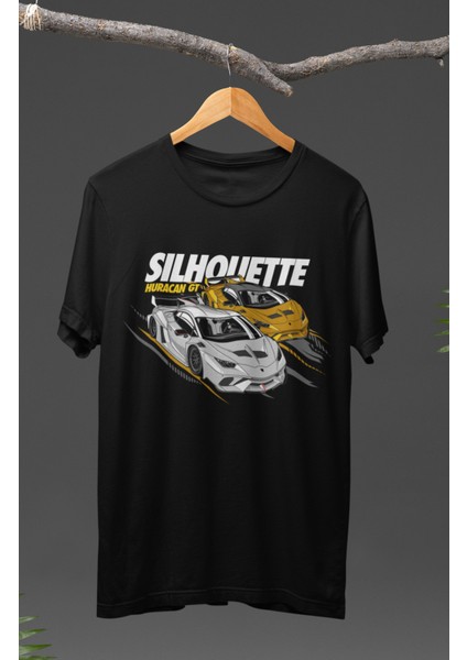 Lamborghini Silhouette Huracan Gt Baskılı T-Shirt, Araba Yarış Temalı Tişört