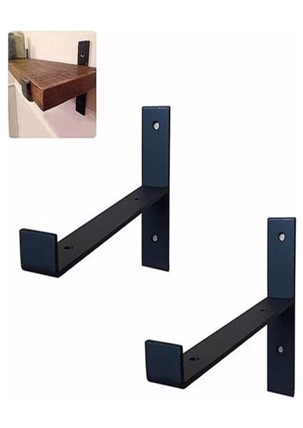 Dekoratif Doğal Ahşap 2'li Takım 60x19x4 cm L Demir Ayaklı Raf modelleri
