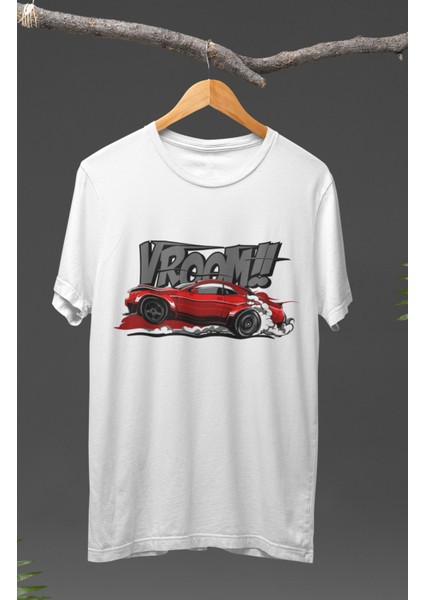 Vroom Dodge Challenger Baskılı T-Shirt, Araba Yarış Temalı Baskılı Tişört