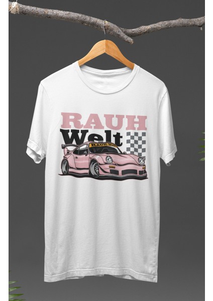 Porsche Rauh Welt Baskılı T-Shirt, Araba Yarış Temalı Tişört