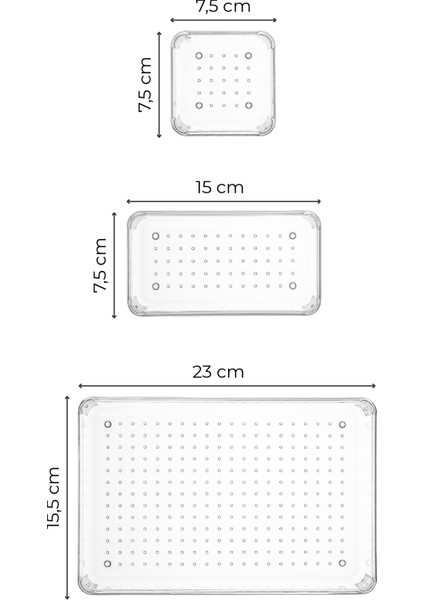 5li Şeffaf Çekmece Içi Modüler Düzenleyici Organizer 2x(K.kare K.dkdrtgn) 1x (O.dkdrtgn)