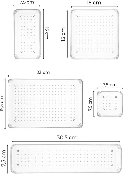 8li Şeffaf Çekmece Içi Düzenleyici Organizer 2x(D.k.dkdrtgn K.kare) 1x(O.dkdrtgn B.kare)