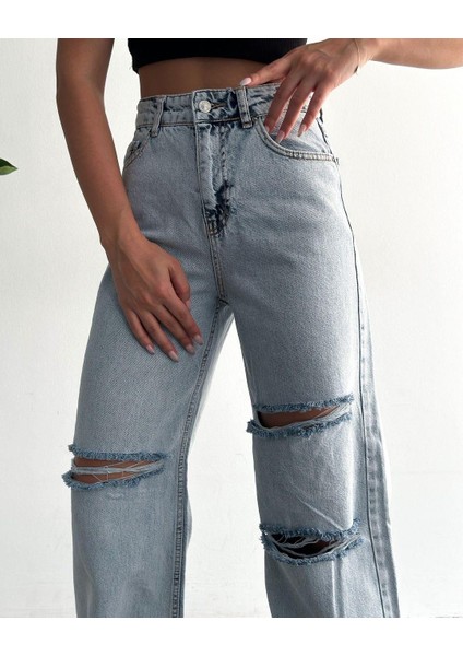 Kadın Palazo Pantolon Açık Mavi