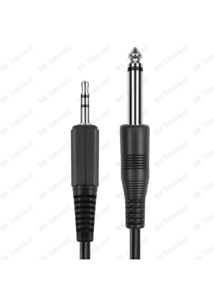 3.5 mm Trs Stereo Erkek - 1/4 (6.35 Mm) Ts Mono Erkek Ses Kablosu 3 Metre