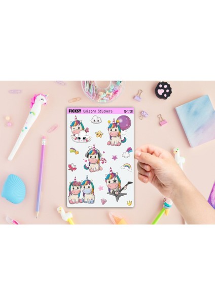 Unicorn Tek Boynuzlu At Sticker Seti 15 Adet Etiket Çıkartma