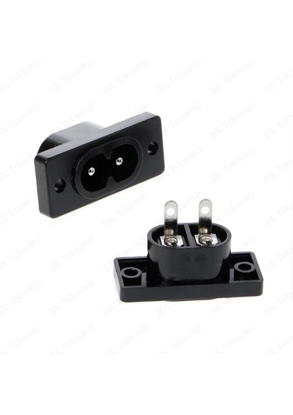 2 Pin C8 Erkek Fiş Güç Soket Konnektörü Vidalı Montaj Adaptörü