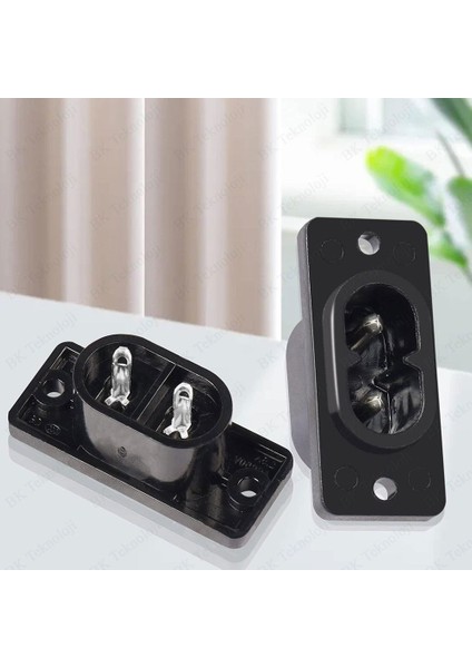 2 Pin C8 Erkek Fiş Güç Soket Konnektörü Vidalı Montaj Adaptörü