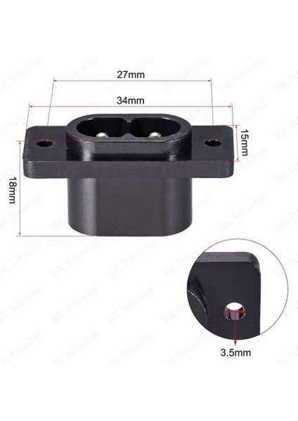 2 Pin C8 Erkek Fiş Güç Soket Konnektörü Vidalı Montaj Adaptörü