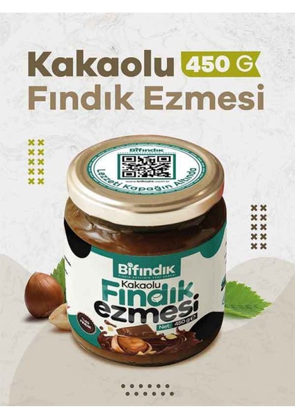 Doğal Kakaolu Parçacıklı Fındık Kreması Katkısız Kahvaltılık Sürülebilir 1.kalite Fındık Ezmesi 450G