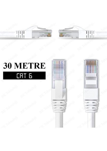 30 Metre Yüksek Hızlı Cat6 Ethernet Lan Ağ Network Patch Kablo indirimleri