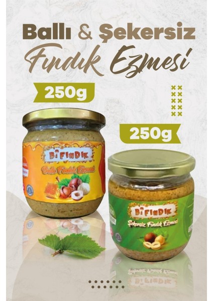 Doğal Ballı Fındık ve Şekersiz Fındık Ezmesi Katkısız Kahvaltılık Atıştırmalık Sürülebilir 1.kalite
