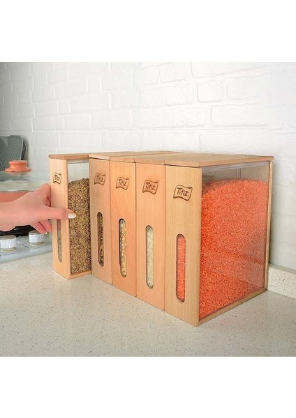 Ahşap Saklama Kabı Woodbox Bakliyat Organizer 1.7 Lt fırsatları