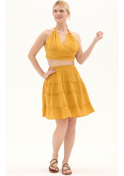 Hardal Bağlama Detaylı Yazlık Müslin Büstiyer fiyatları