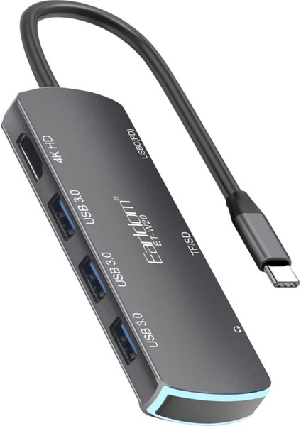 8in1 4K Hub Dönüştürücü USB 3,0 3 Adet HDMI 4K