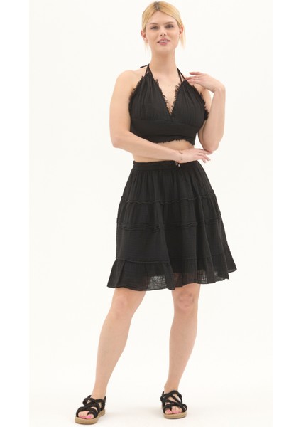 Siyah Bağlama Detaylı Yazlık Müslin Büstiyer fiyatları