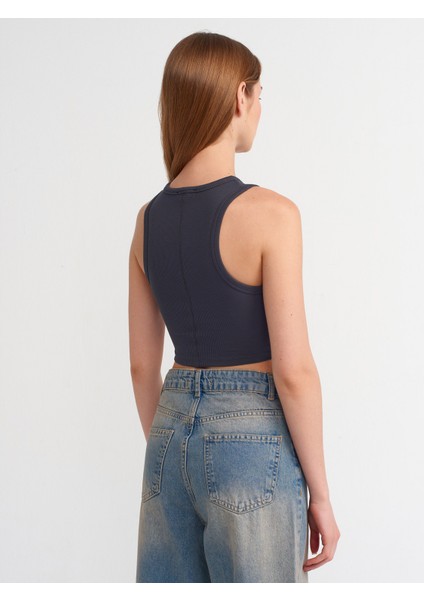 20820 Dikiş Efektli Crop Top-Antrasit fiyatları