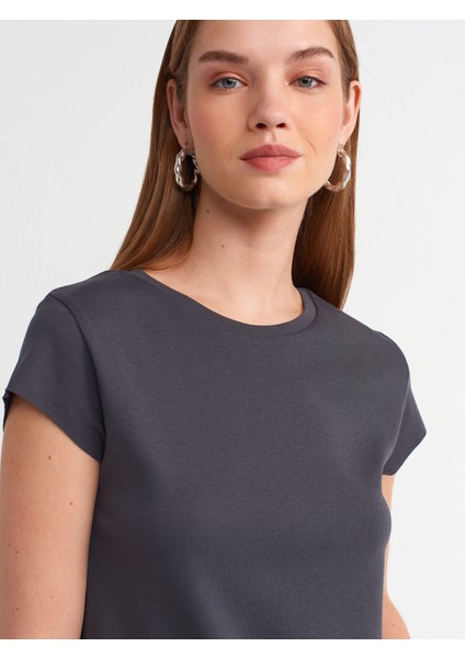 30719 Bisiklet Yaka T-Shirt-Antrasit