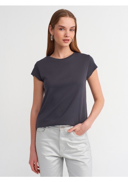30719 Bisiklet Yaka T-Shirt-Antrasit modelleri
