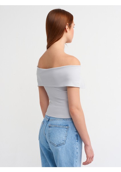 30748 Omuzları Açık Fermuar Detaylı Top-Gri fiyatları