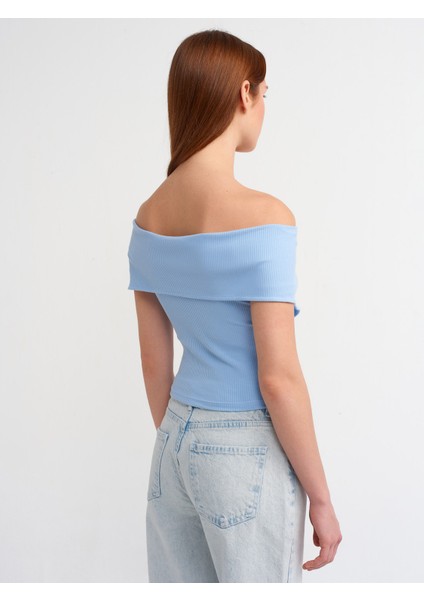 30748 Omuzları Açık Fermuar Detaylı Top-Mavi fiyatları