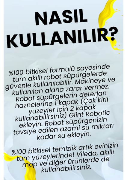 Robotik 1 Litre %100 Bitkisel Akıllı Robot Süpürge Deterjanı Yerli Üretim Temizleyici