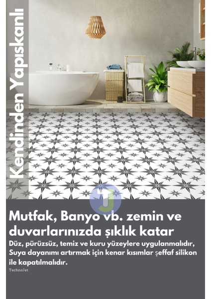 Kendinden Yapışkanlı Karo Pvc Mutfak Banyo Tezgah Kaplama Sticker 6ADET 20CM×20CM
