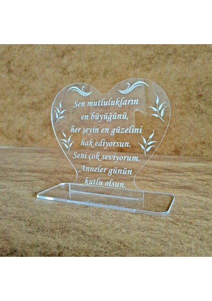Anneler Günü Pleksi Tebrik Kartı Lazer Kazıma Güzel Sözler Kişiye Özel modelleri